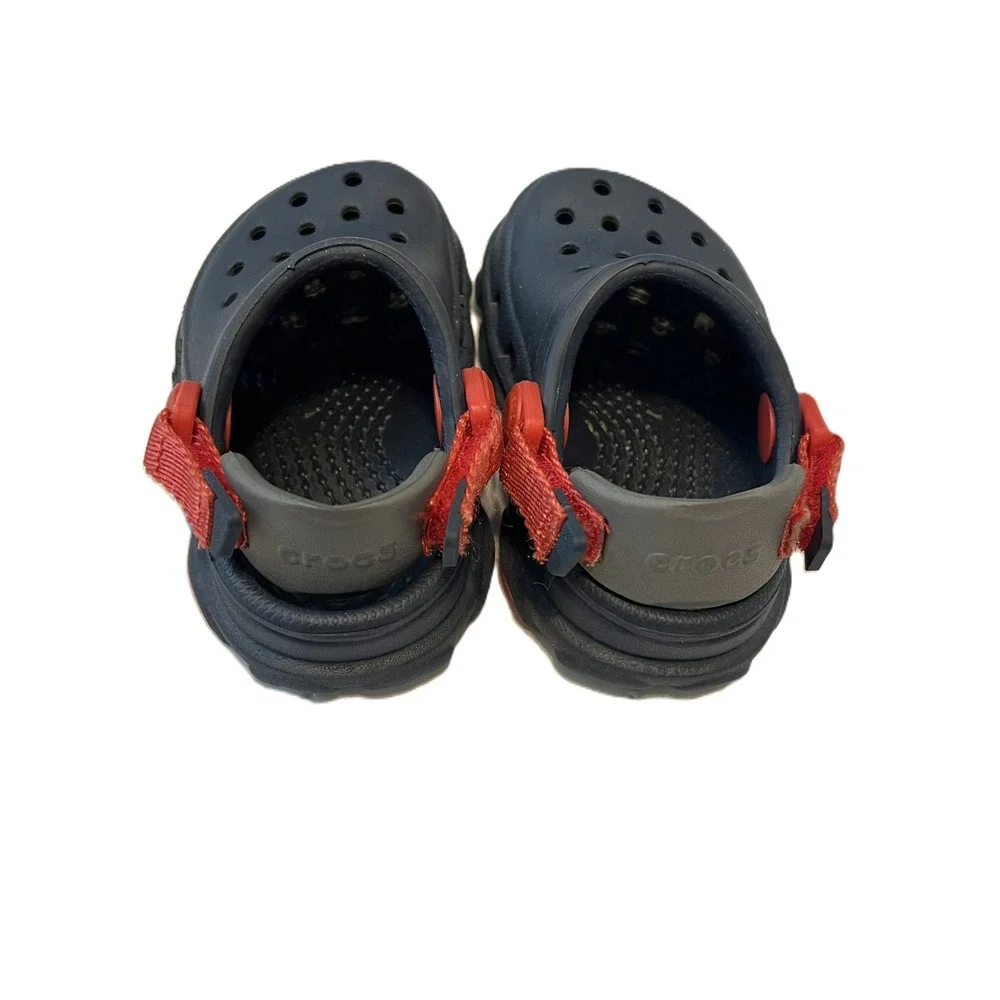 Crocs Kids Classic All-Terrain Clog Navy Red Adjustable Strap Shoes Size C4